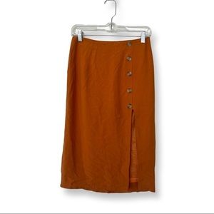 Vera & Lucy ASOS Orange Mustard Yellow MIDI Skirt with Slit